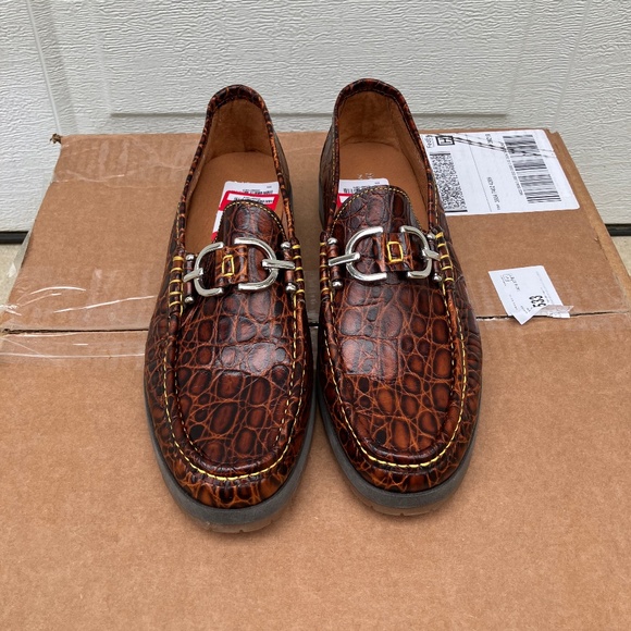 Donald J Pliner Men's Lelio C4 Brown Croc Leather Slip-On Loafer Shoes Sz 7 NWT - Picture 1 of 6